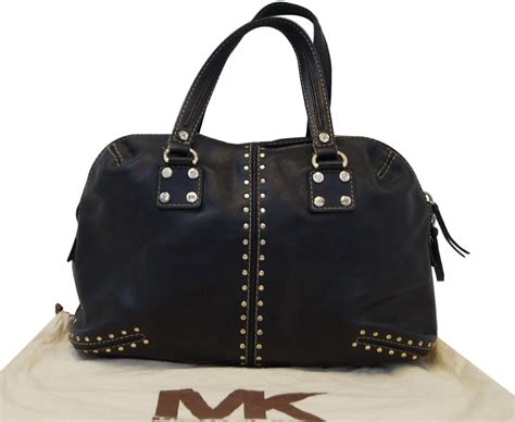 michael kors black leather studded purse|Michael Kors astor studded handbag.